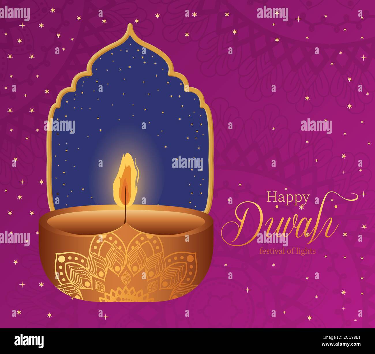 Happy diwali candle with frame on pink with mandalas background vector  design Stock Vector Image & Art - Alamy