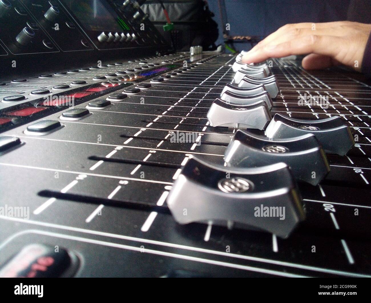 Sound recording mixing console Stock Photo Alamy