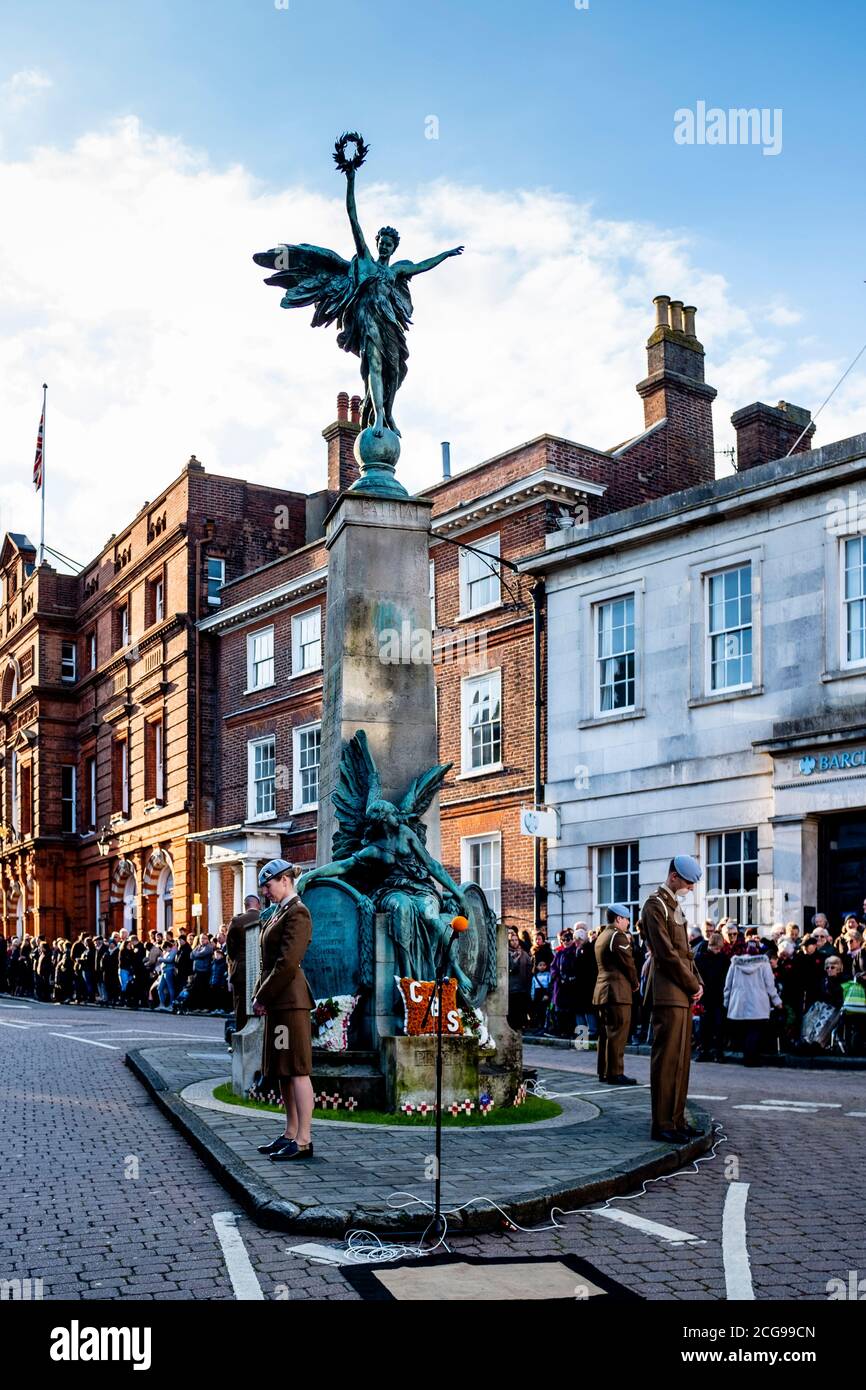 Local People Attend The Annual Remembrance Sunday Service, Lewes, East Sussex, UK. Stock Photo