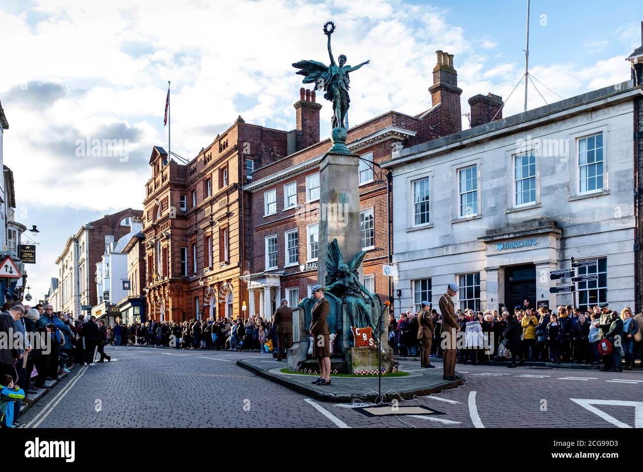 Local People Attend The Annual Remembrance Sunday Service, Lewes, East Sussex, UK. Stock Photo