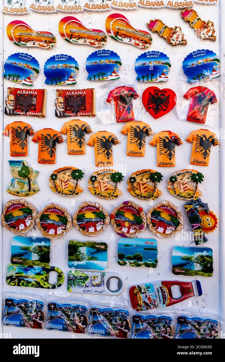 Colourful Fridge Magnets For Sale, Saranda, Albania Stock Photo - Alamy