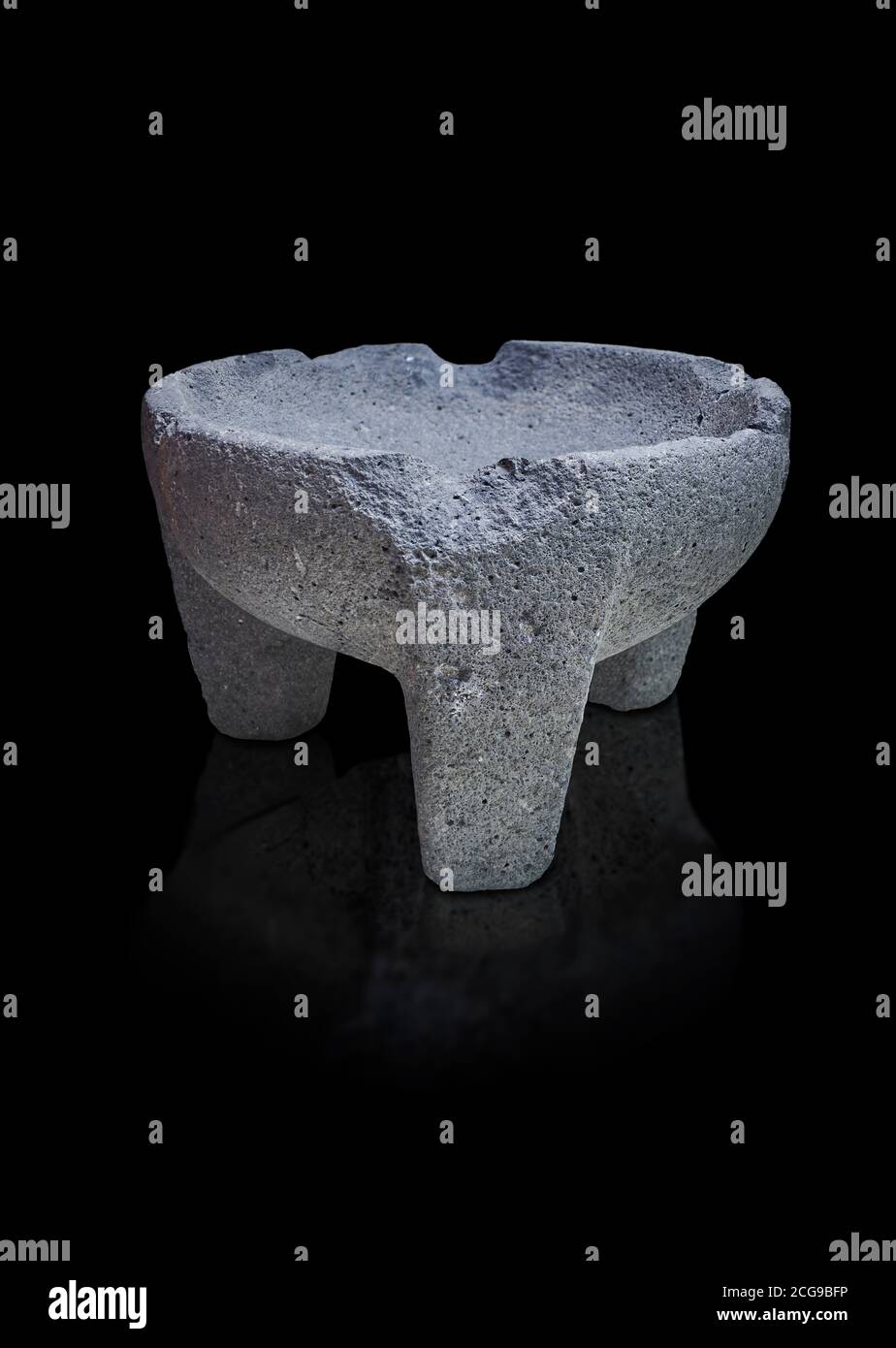 Hittite stone mortar for grinding grain from Hittite capital Hattusa, Hittite New Kingdom 1650-1450 BC, Bogazkale archaeological Museum, Turkey. Black Stock Photo