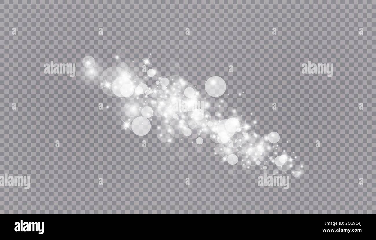 Glowing light effect with many glitter particles isolated on ...