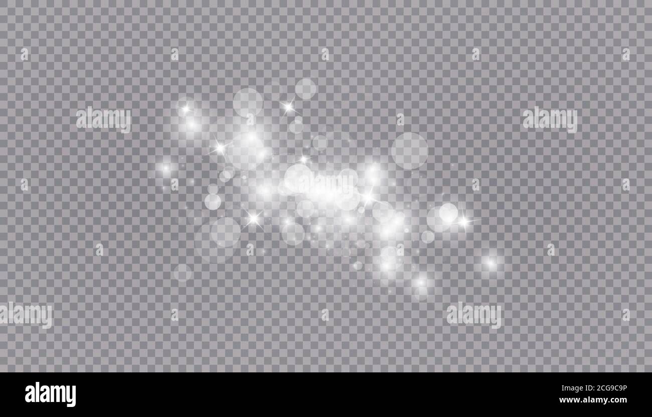 Glowing light effect with many glitter particles isolated on ...
