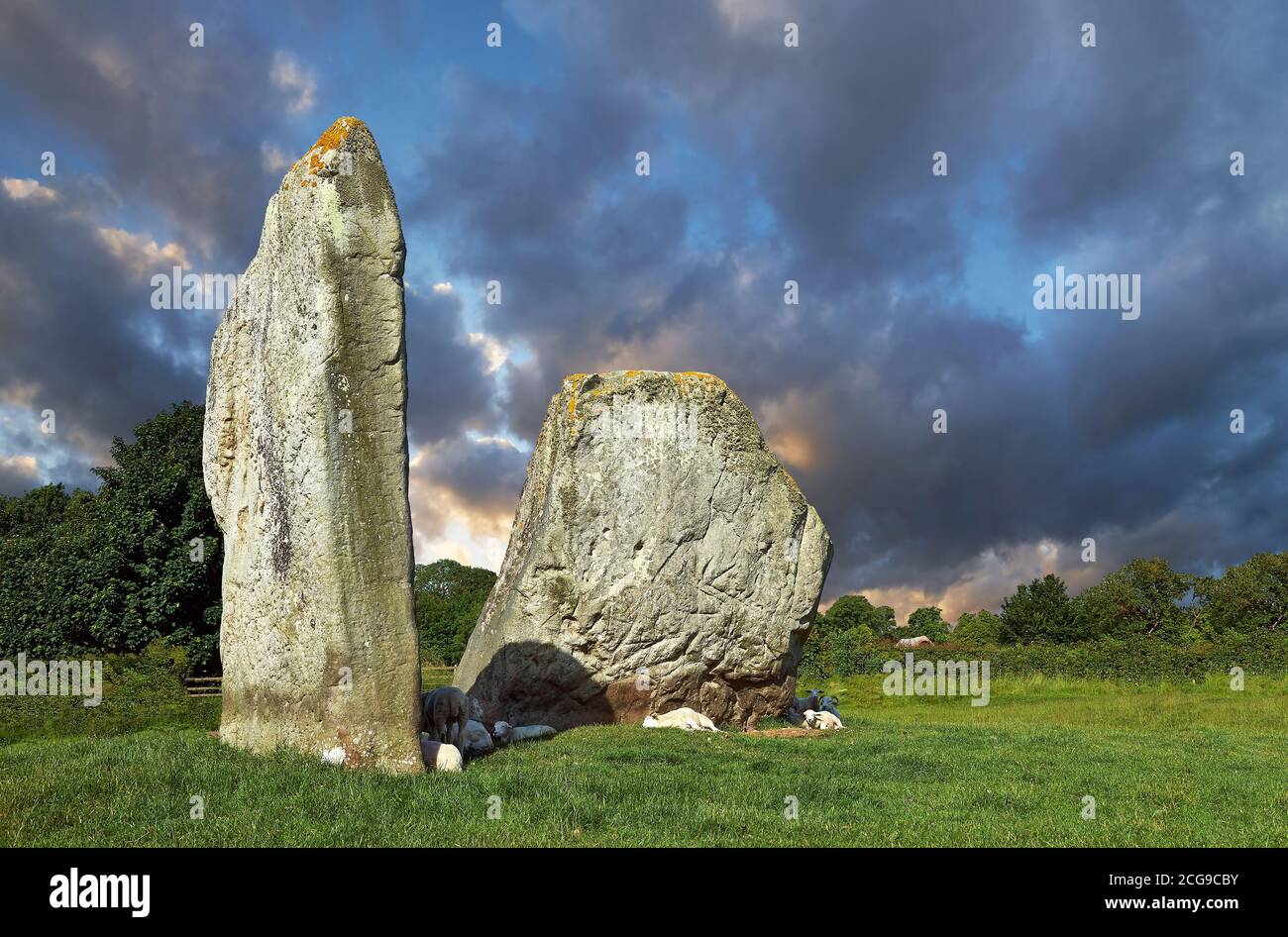 Avebury Neolithic standing stone Circle the largest in England, Wiltshire, England, Europe Stock Photo