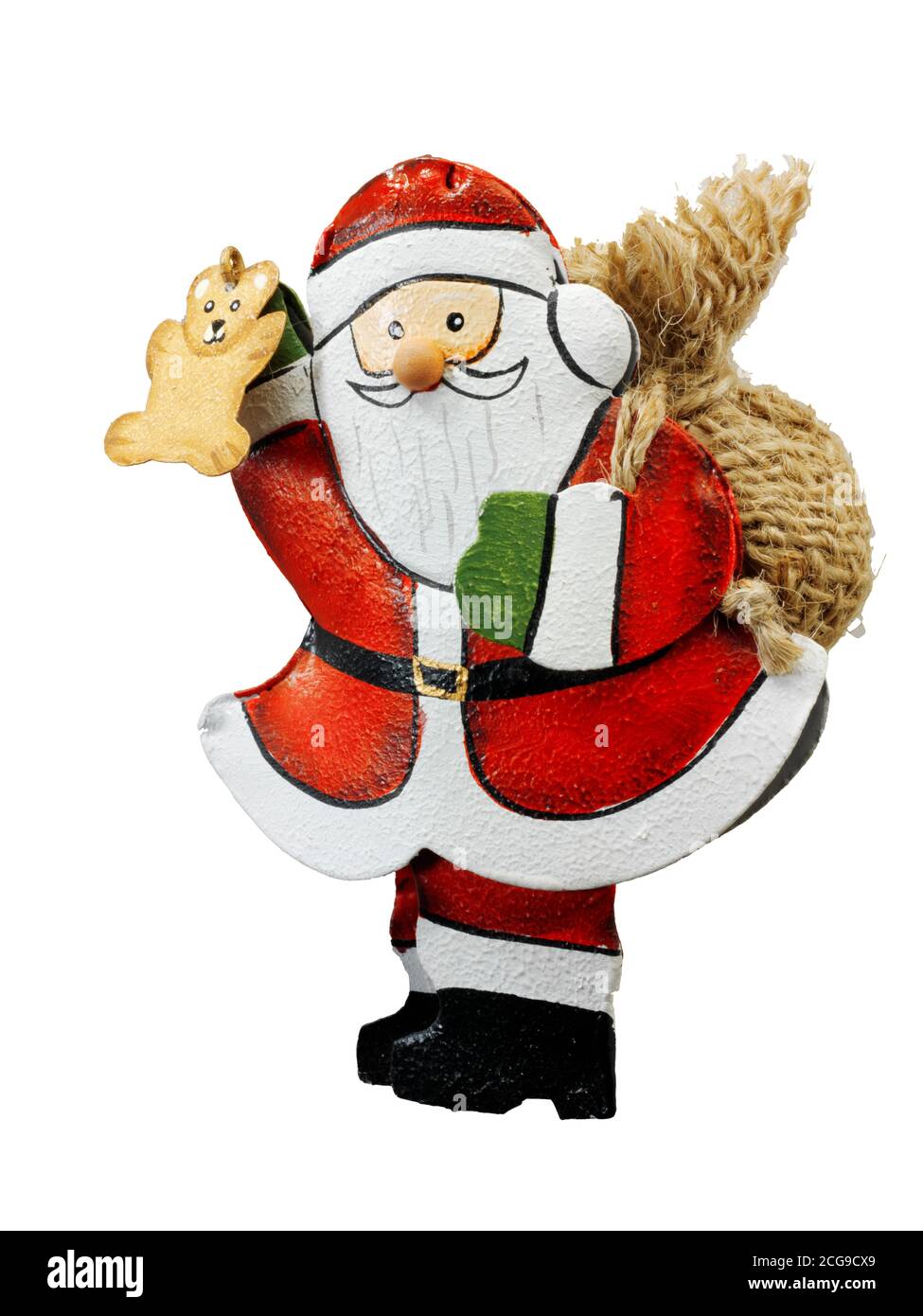 Wooden Christmas decoration of Father Christmas (Santa Claus), cut out Stock Photo