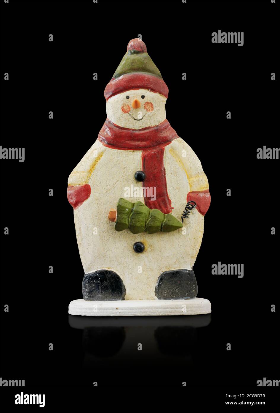 Hand made wooden snowman Christmas decoration, cut out Stock Photo