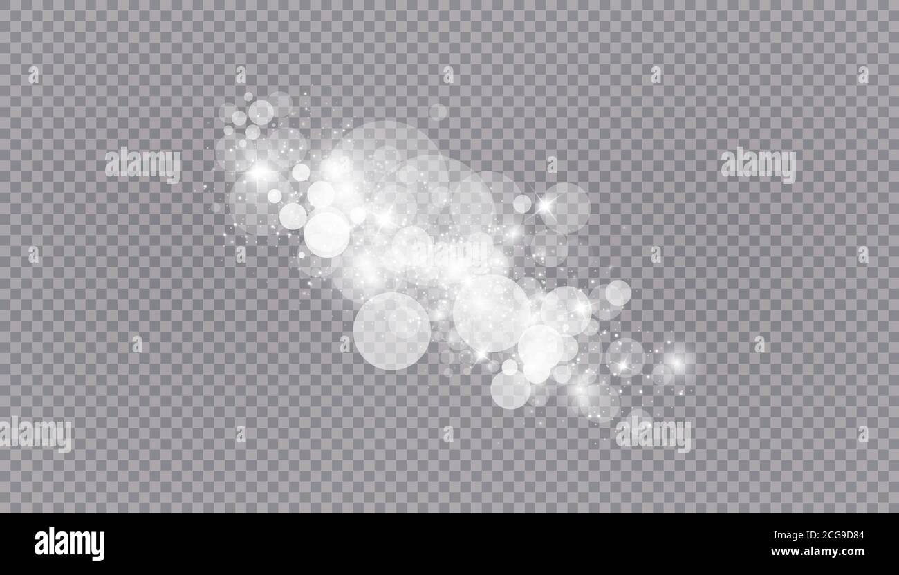Glowing light effect with many glitter particles isolated on ...