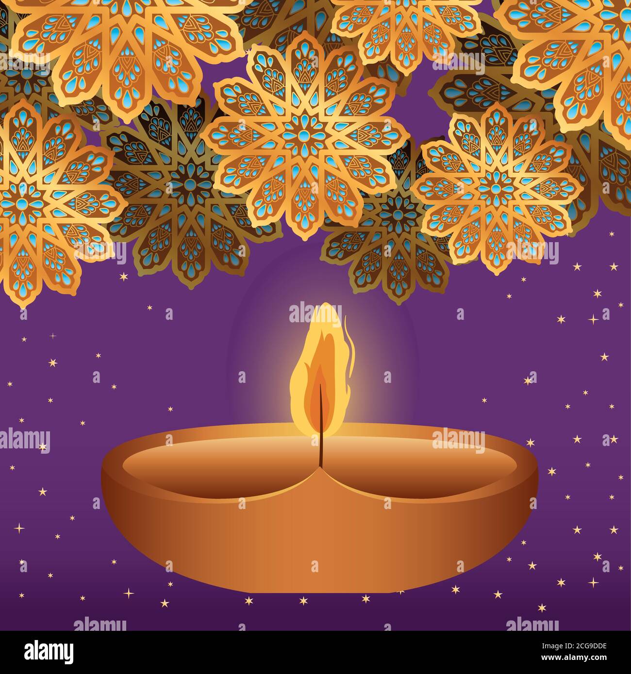 Happy diwali gold flowers on yellow background vector design Stock Vector  Image & Art - Alamy