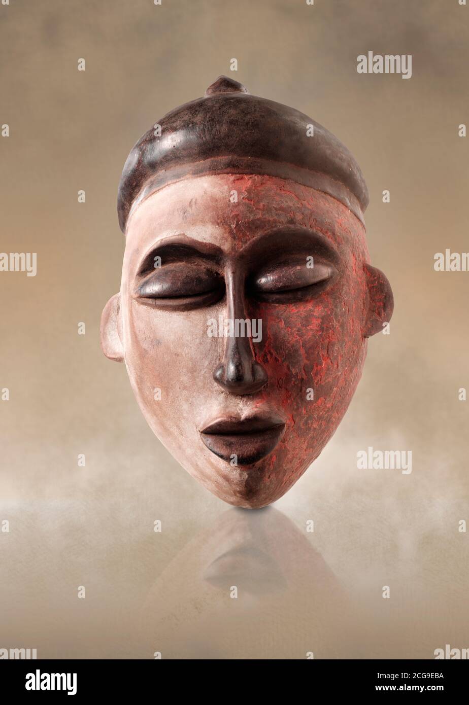 African tribal ceremonial face mask, wooden traditional tribe mask