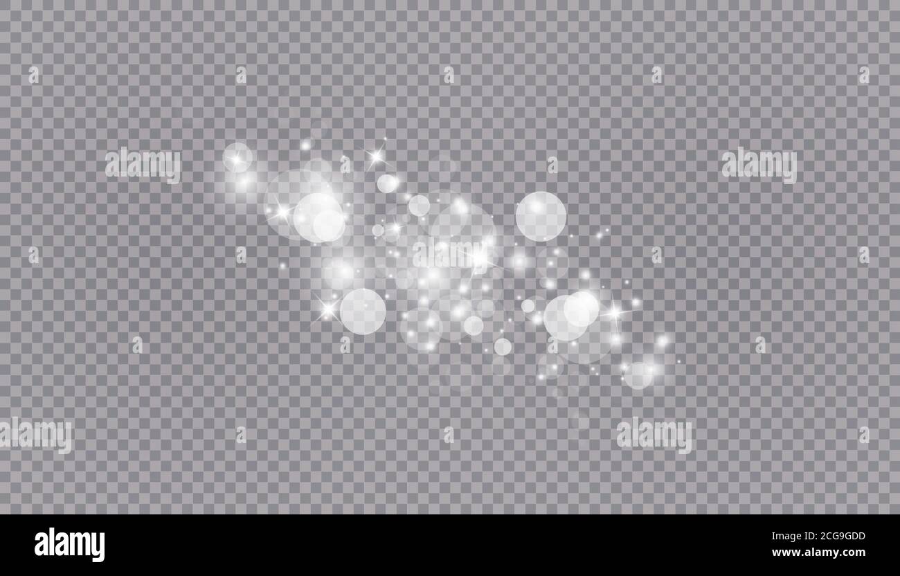 Glowing light effect with many glitter particles isolated on ...