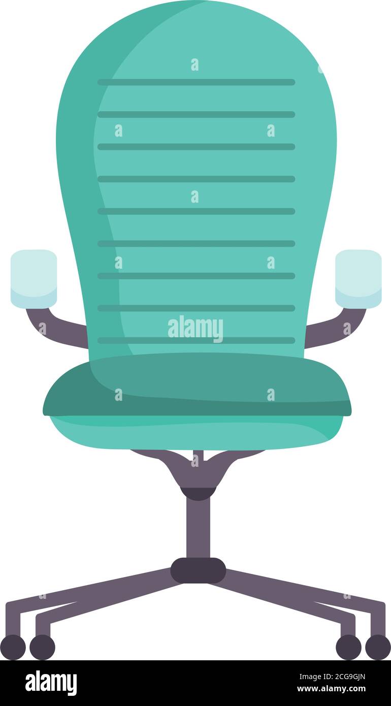 green office armchair with wheels isolated design white background