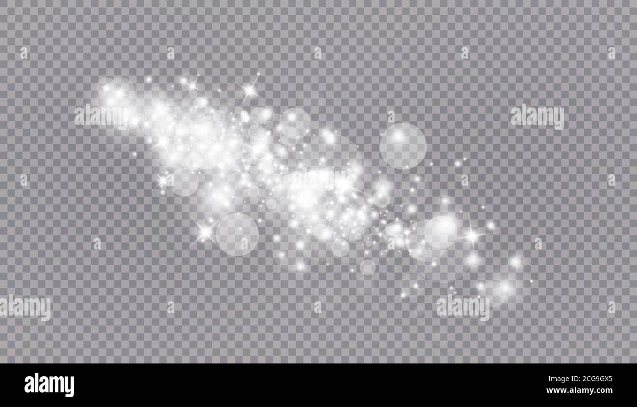 Glowing light effect with many glitter particles isolated on ...