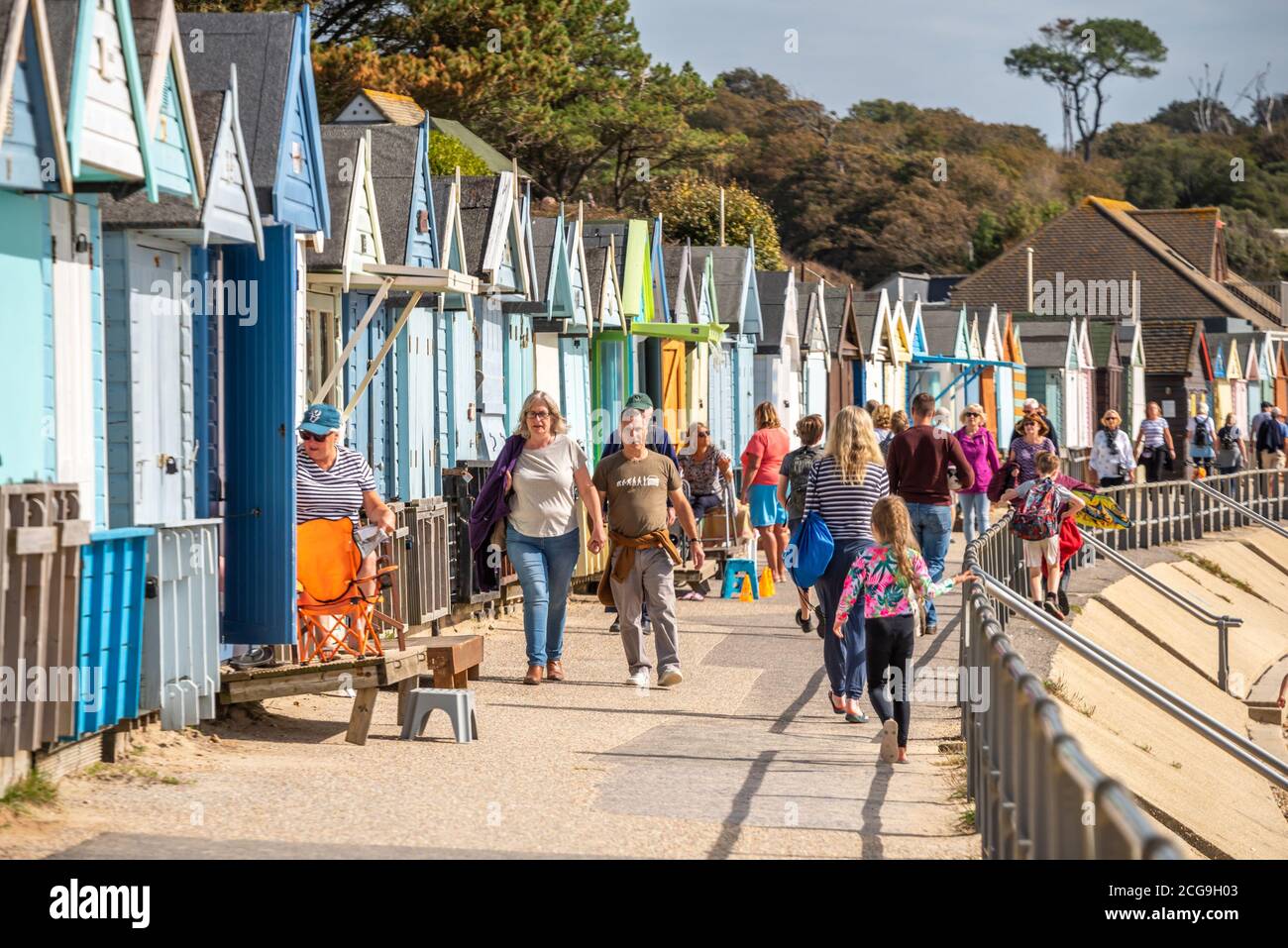 Beach huts in Highcliffe and Mudeford in the New Forest Stock Photo