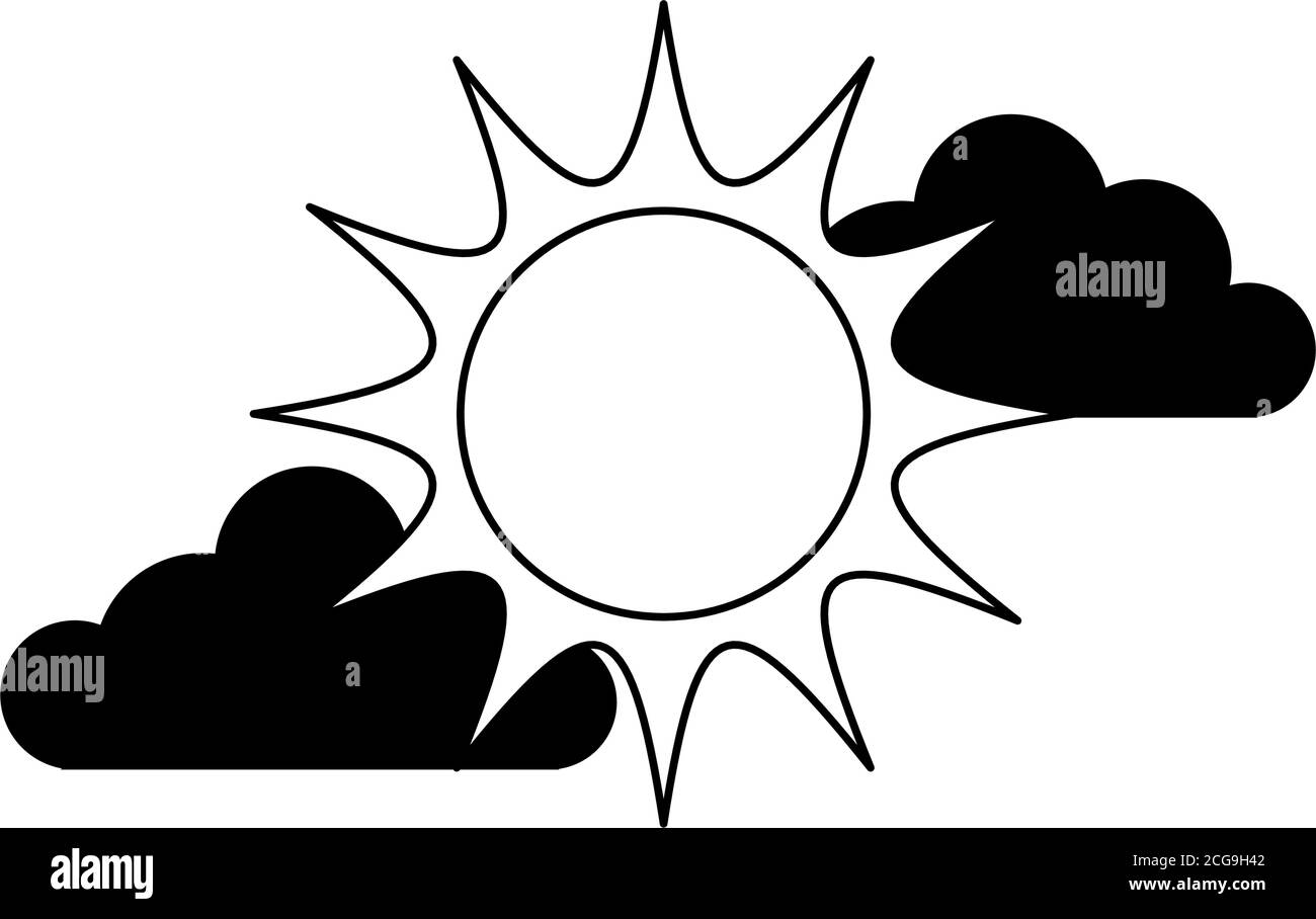 sun clouds sky line icon style vector illustration Stock Vector Image ...