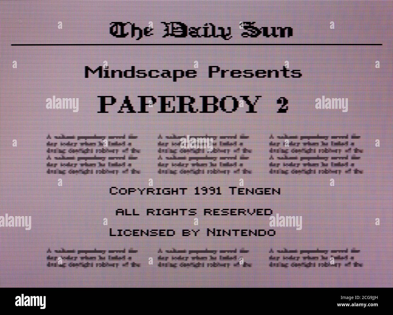 Paperboy 2 - Nintendo Entertainment System - NES Videogame - Editorial use only Stock Photo