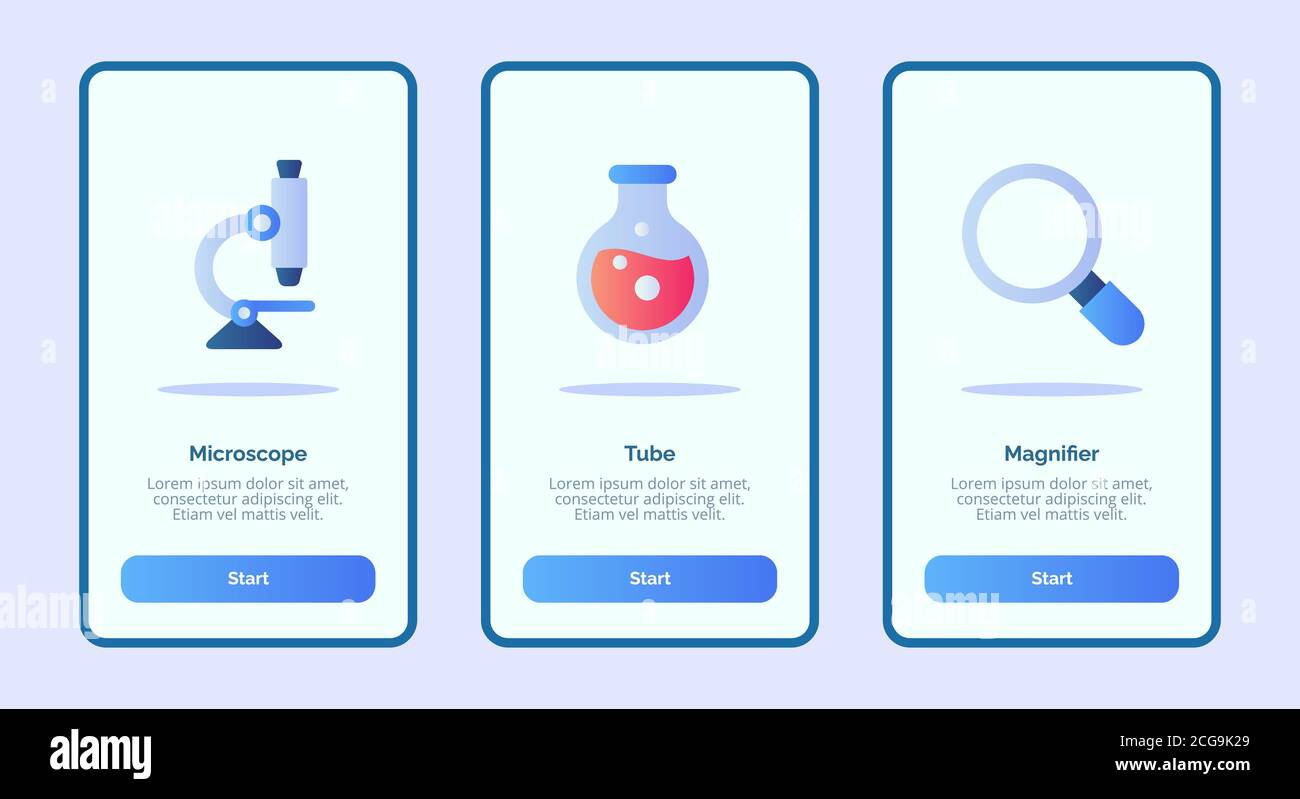 Medical icon microscope tube magnifier for mobile apps template banner