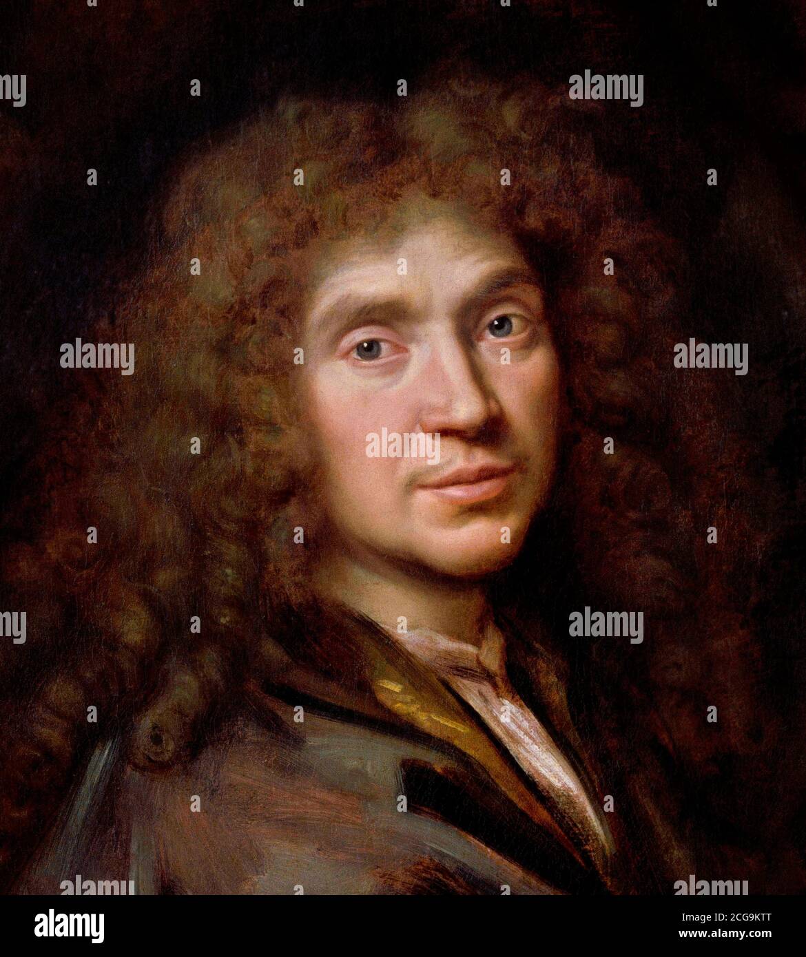 Molière. Portrait of Jean-Baptiste Poquelin (1622-1673), Pierre Mignard, oil on canvas, c.1658 Stock Photo
