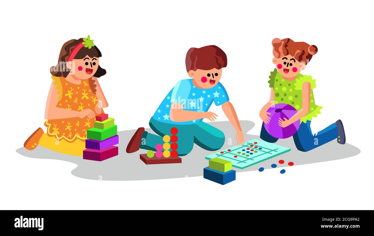 Child Care Center Children Playing Toys Vector Stock Vector Image & Art