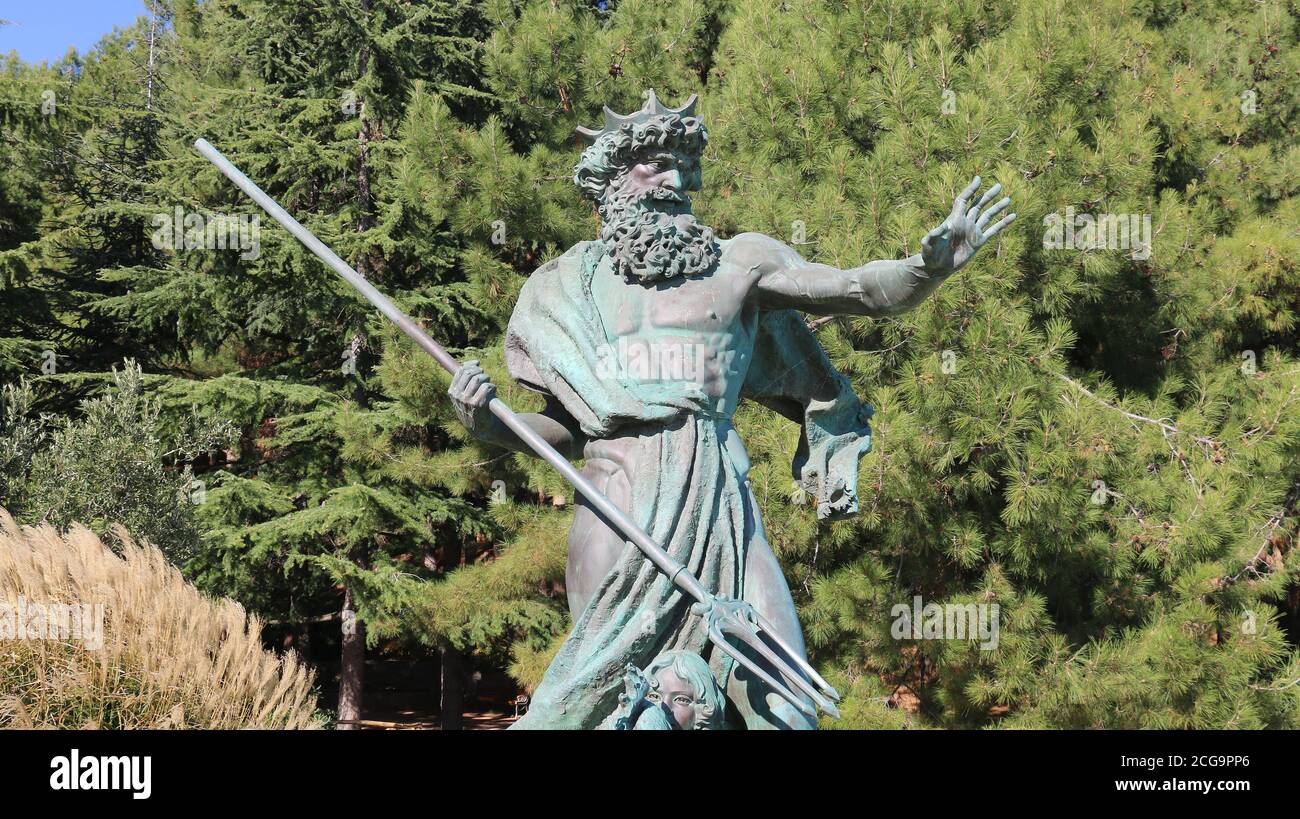 Bronze statue of Poseidon God of the sea Stock Photo Alamy
