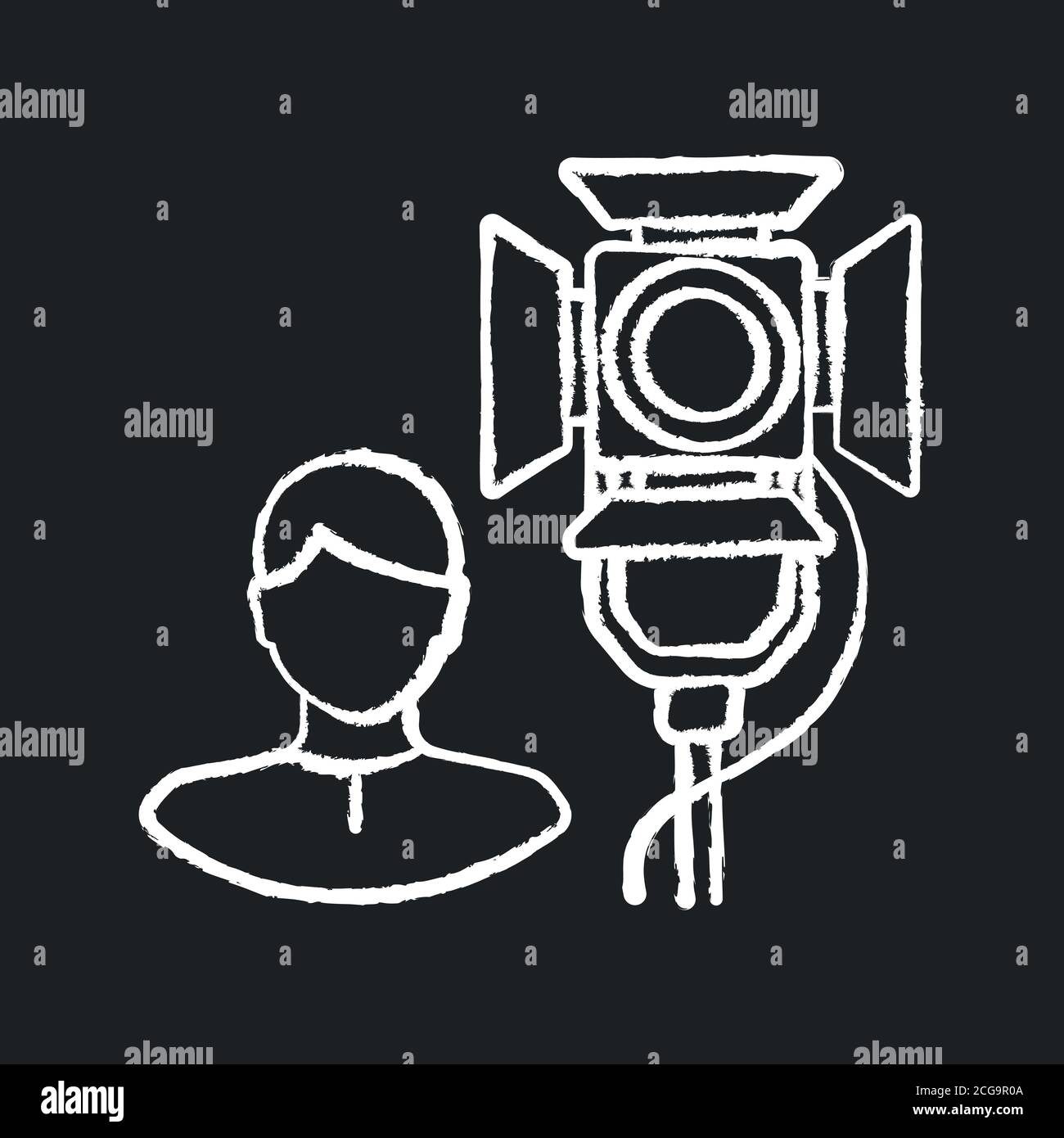 Lighting technician chalk white icon on black background Stock Vector