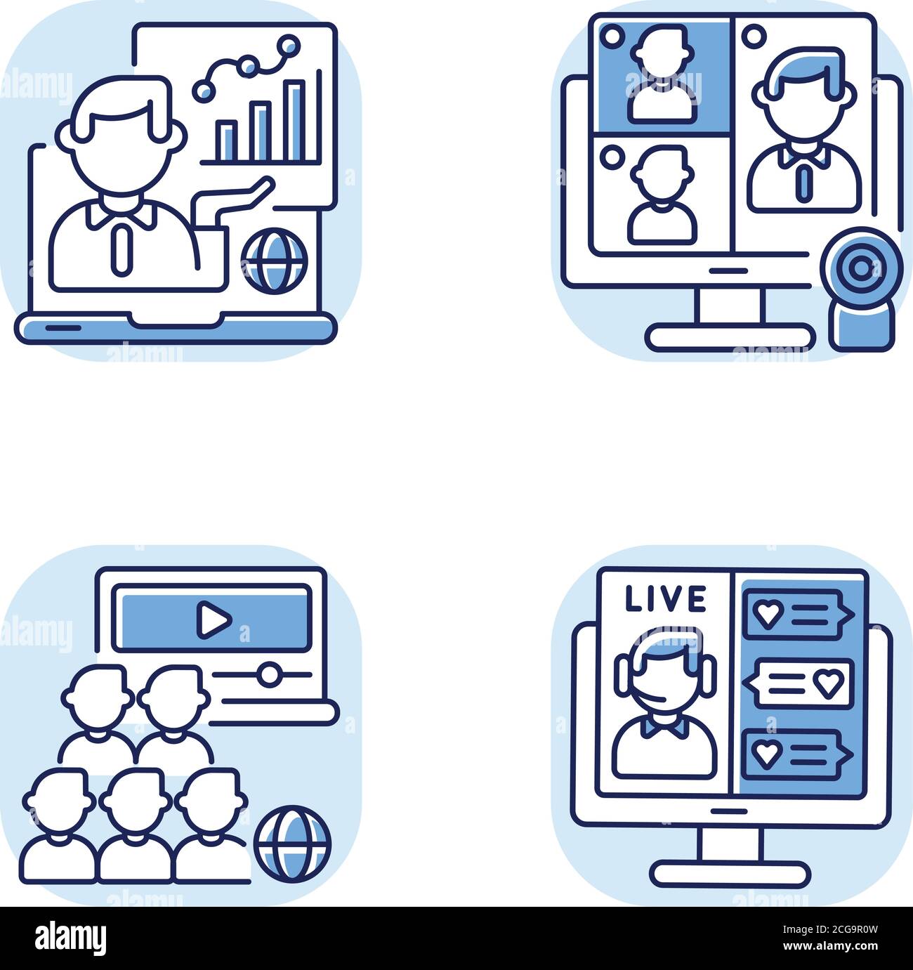 Online business meeting RGB color icons set Stock Vector Image & Art ...