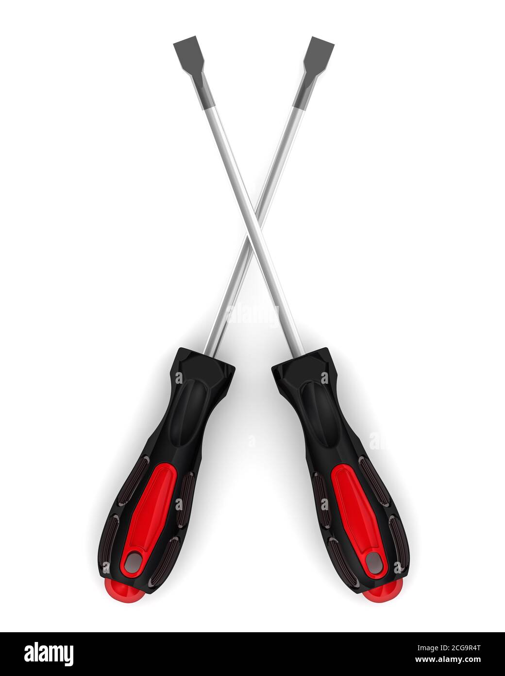 Screwdriver Form Two screwdrivers in the form of the letter X lie on a white surface. 3D ...