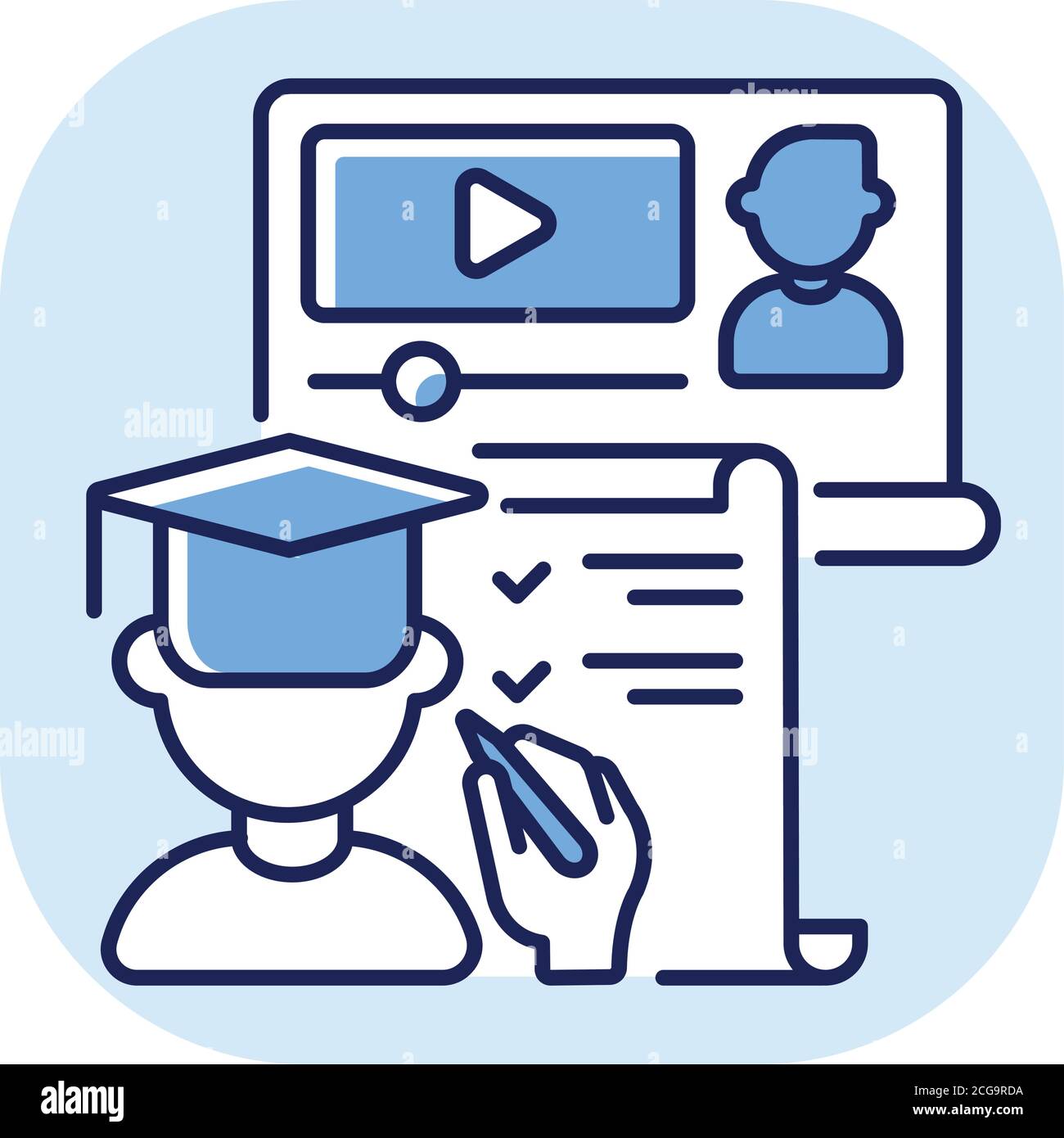 Online training blue RGB color icon Stock Vector