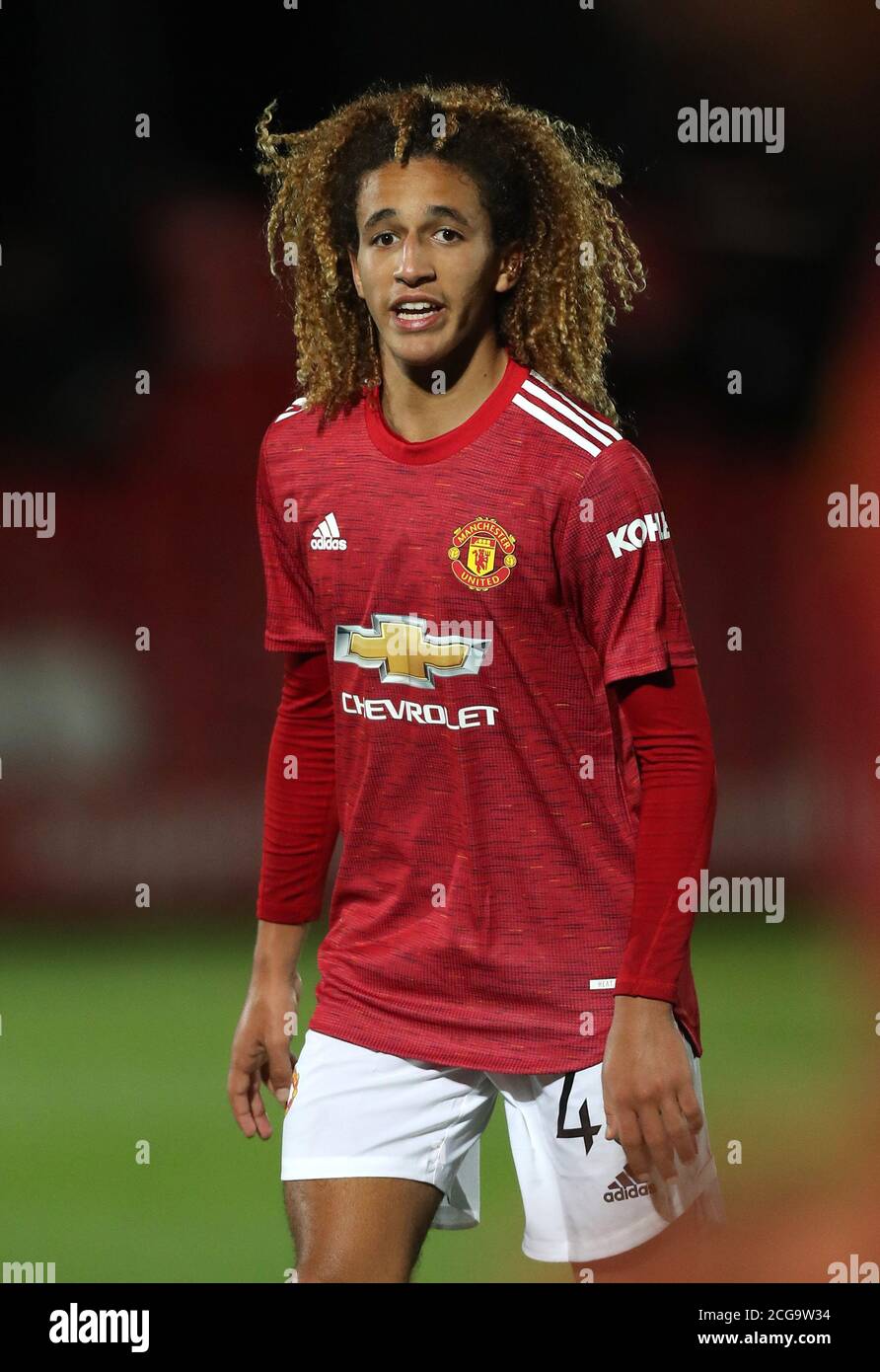 Manchester United's Hannibal Mejbri during the EFL Trophy Northern Group B match at the Peninsula Stadium, Salford. Stock Photo
