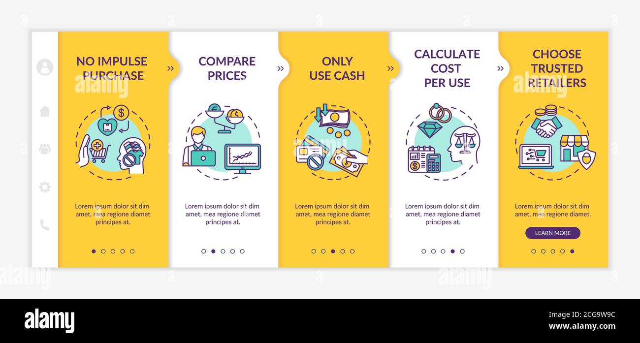 Smart spender tips onboarding vector template Stock Vector