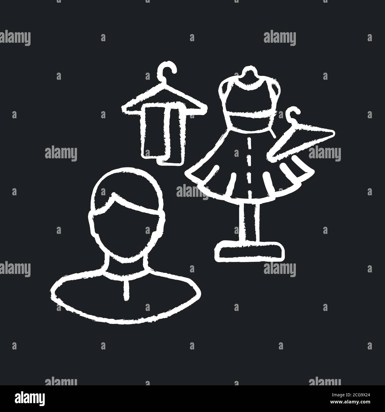 Costume director chalk white icon on black background Stock Vector