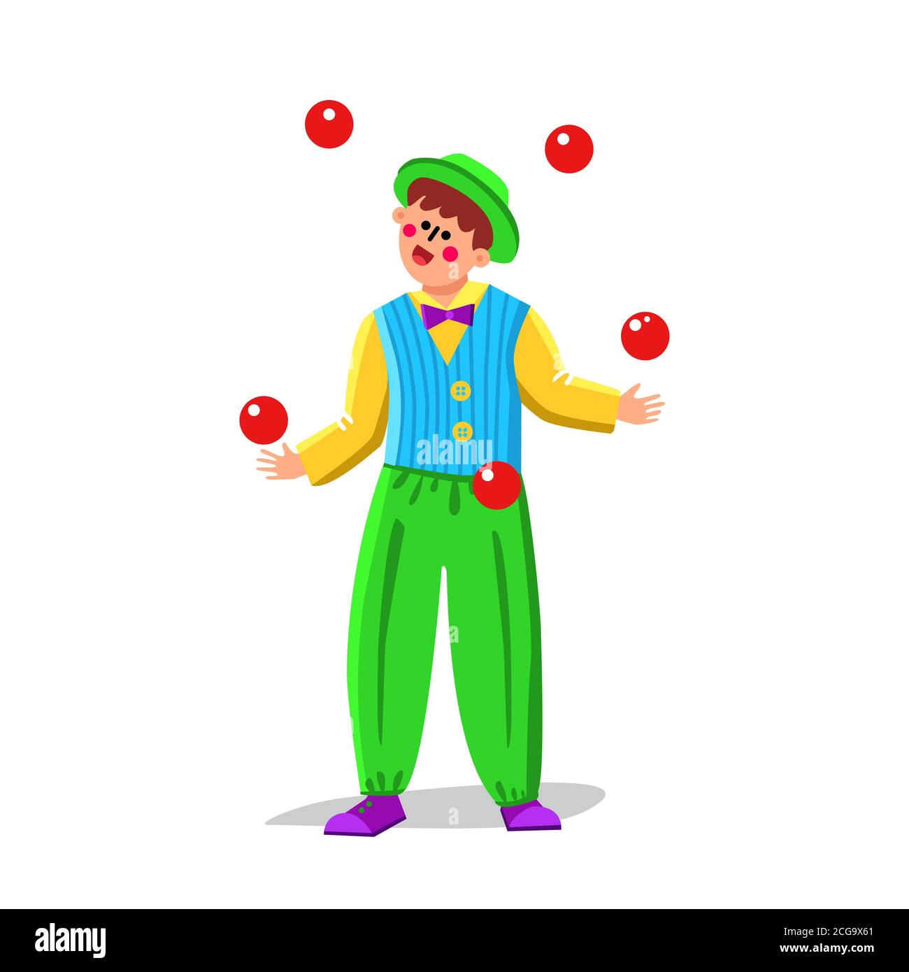 Juggler Clown Juggling Balls In Funny Suit Vector Stock Vector Image