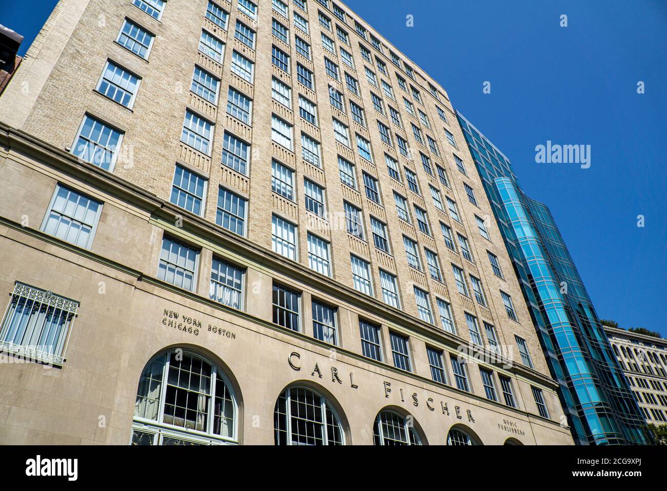 Carl Fischer Building, Exterior Façade, Low Angle View, 62 Cooper Square, New York City, New York, USA Stock Photo
