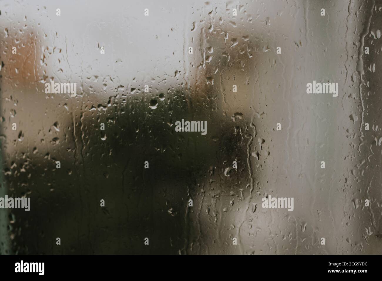 drops of rain water on the glass Stock Photo - Alamy