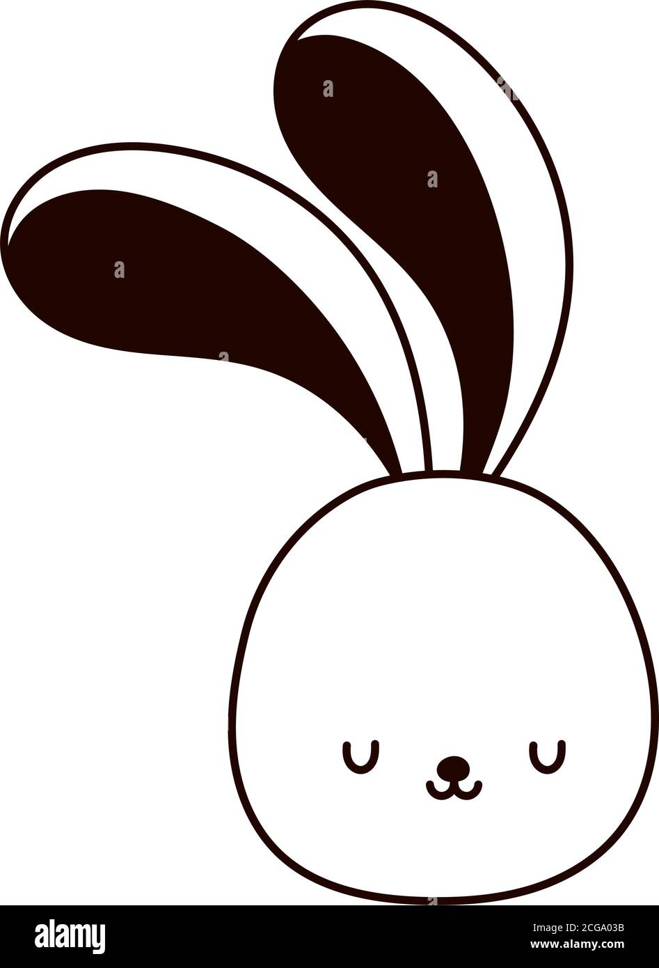 rabbit face animal cartoon isolated icon line style vector illustration ...