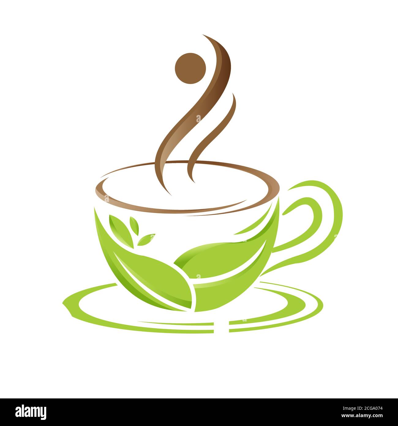 Grean leaf shape cup for element design symbol. Vector illustration EPS.8 EPS.10 Stock Vector