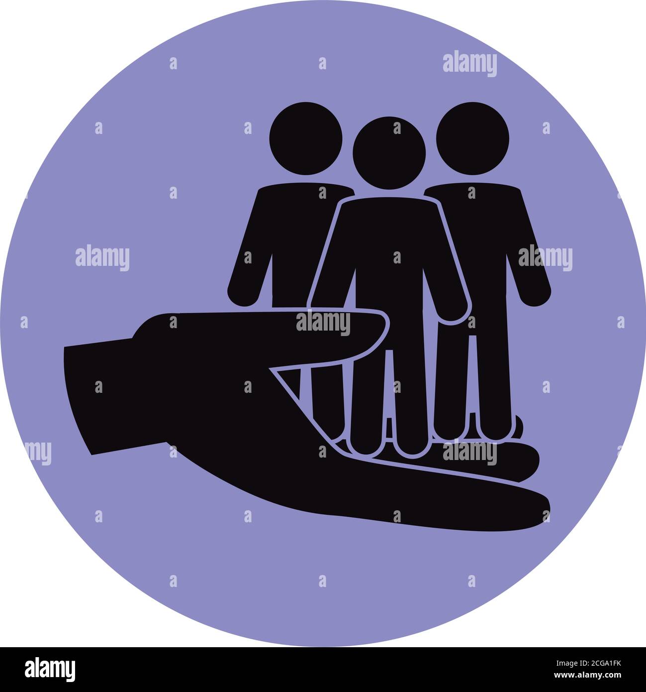 together, hand support strong teamwork society pictogram, block ...