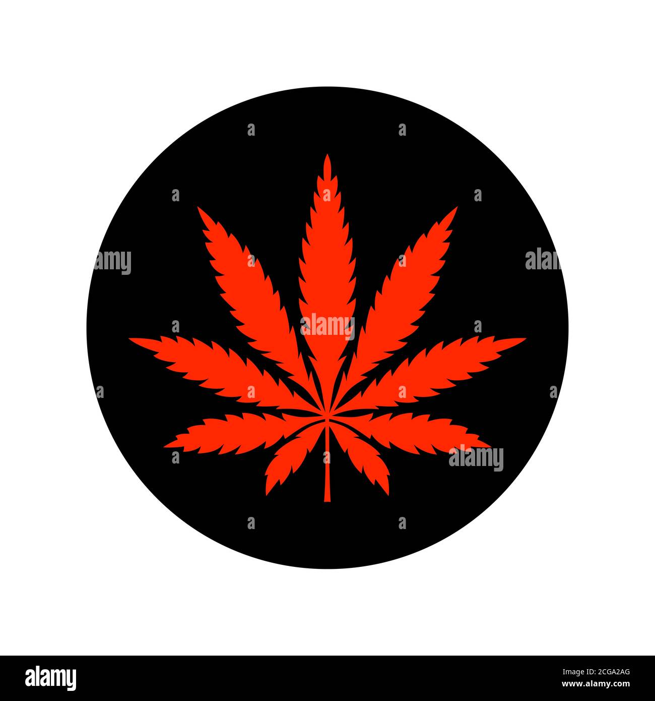 Red cannabis sticker isolated on white background Stock Vector