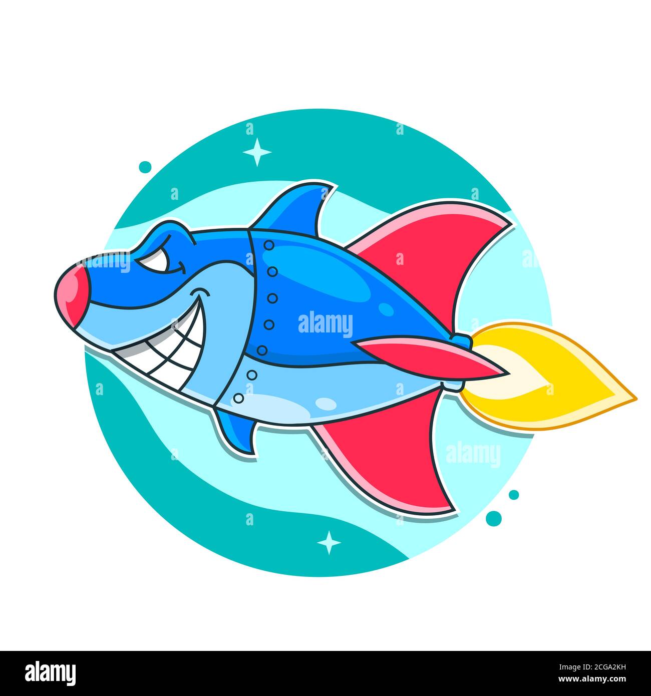 Mean Metal Armed Robot Cyborg Shark Vector Stock Vector