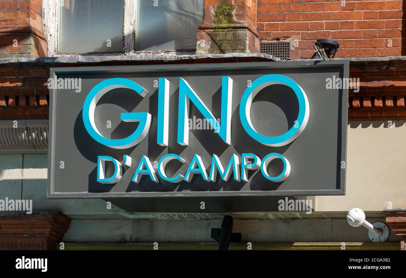 A sign outside Gino D'Acampo Italian restaurant on Castle Stree in