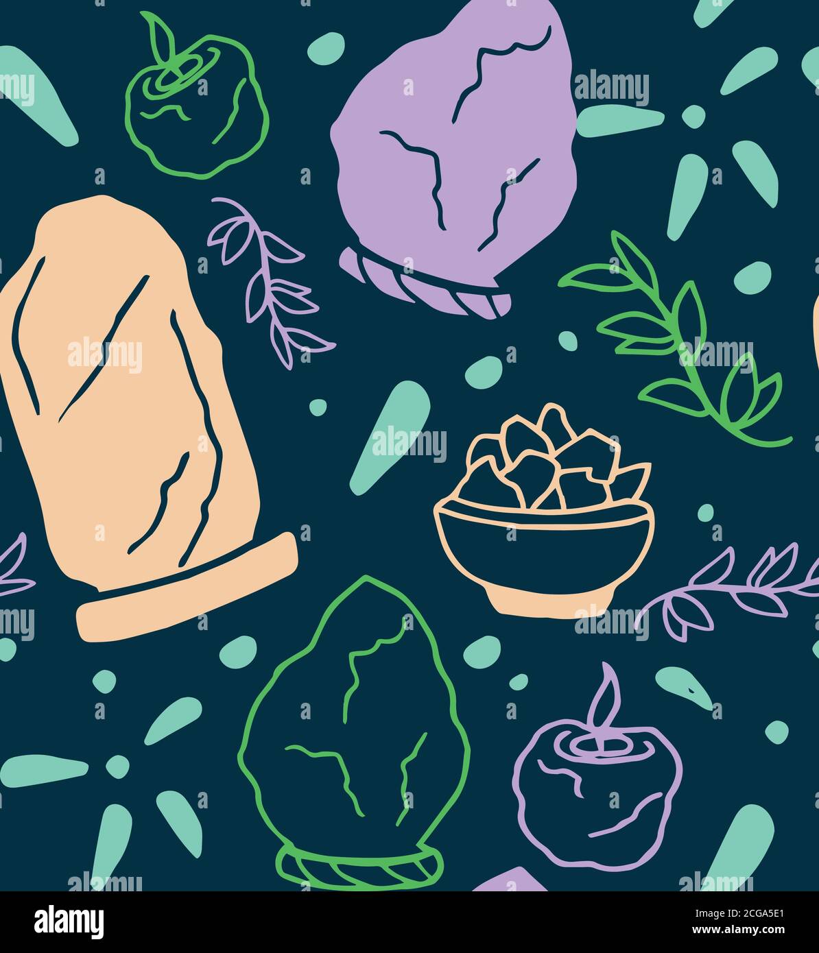Himalayan salt lamps seamless pattern. Vector background template of ...