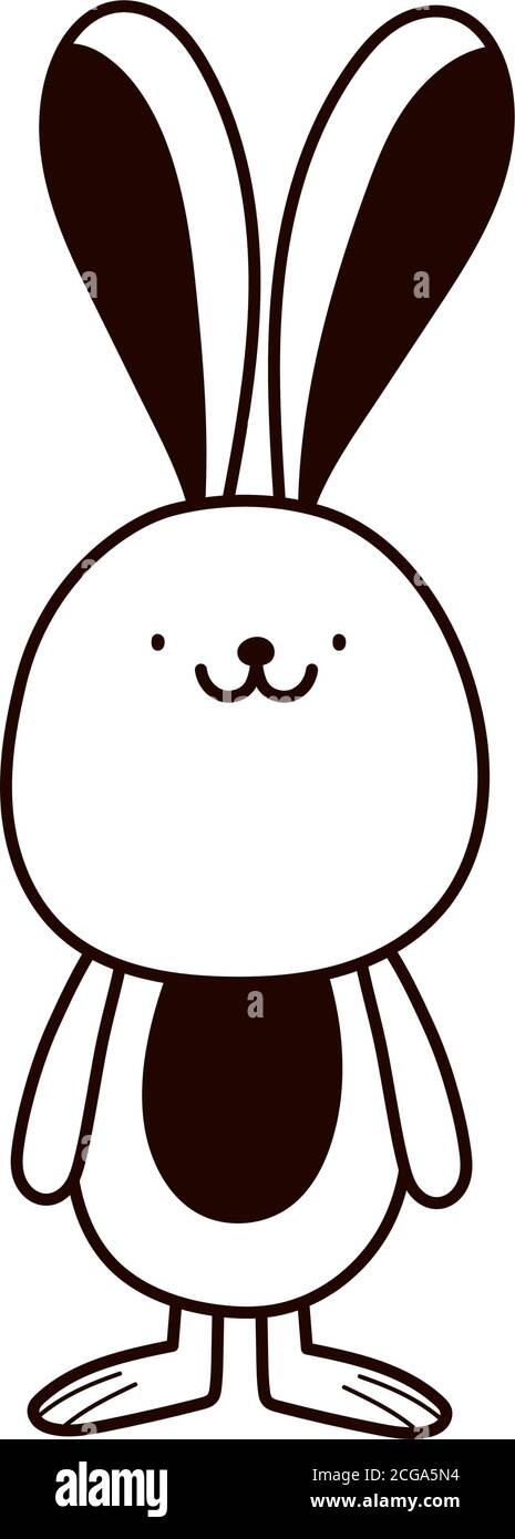bunny animal cartoon isolated icon line style vector illustration Stock ...