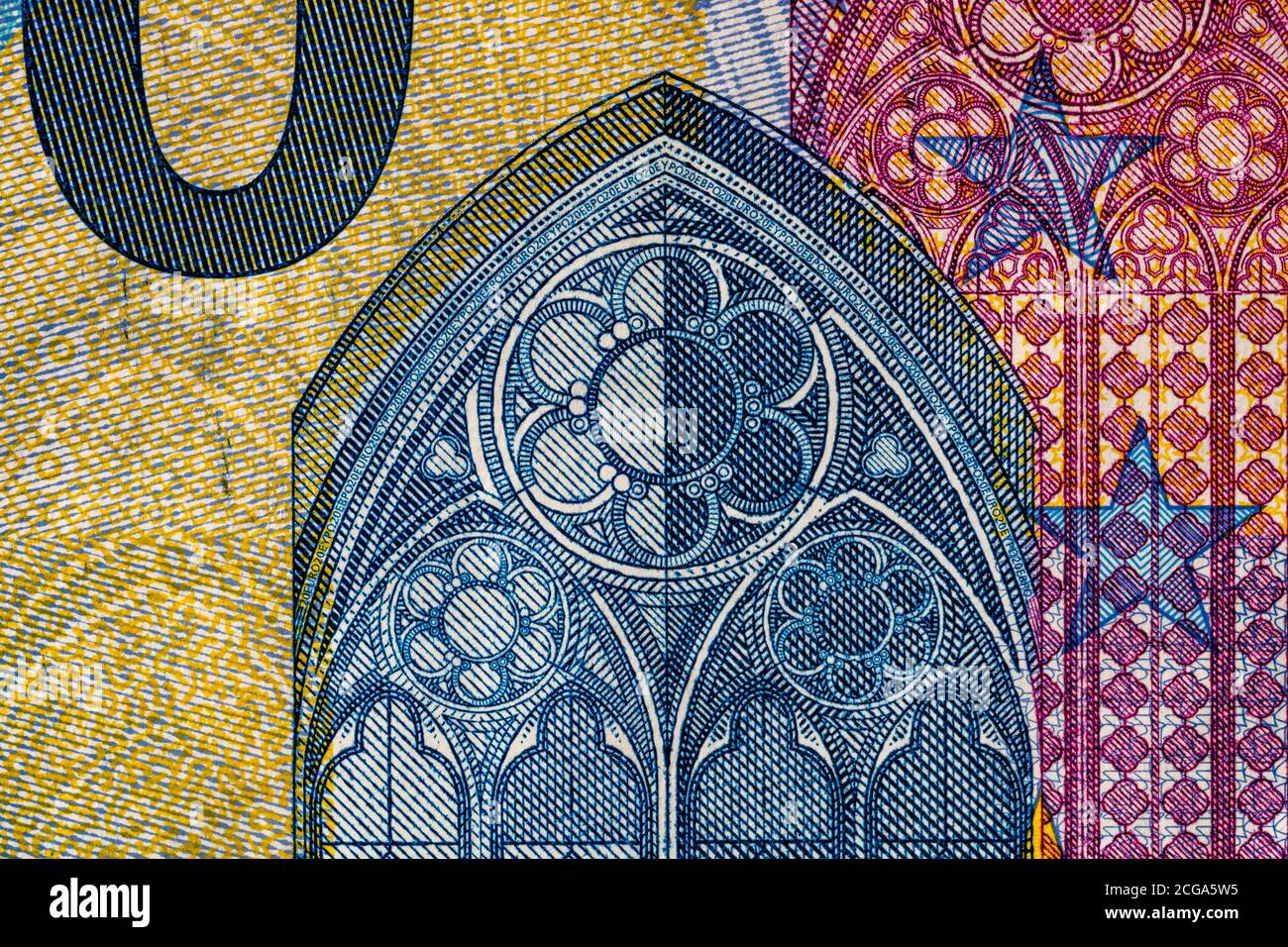 Selective focus on detail of euro banknotes. Close up macro detail of ...