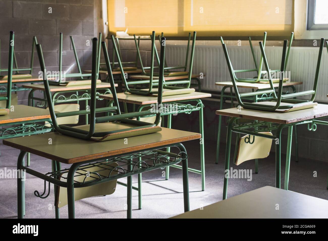Empty school - due to corona virus COVID-19 Stock Photo