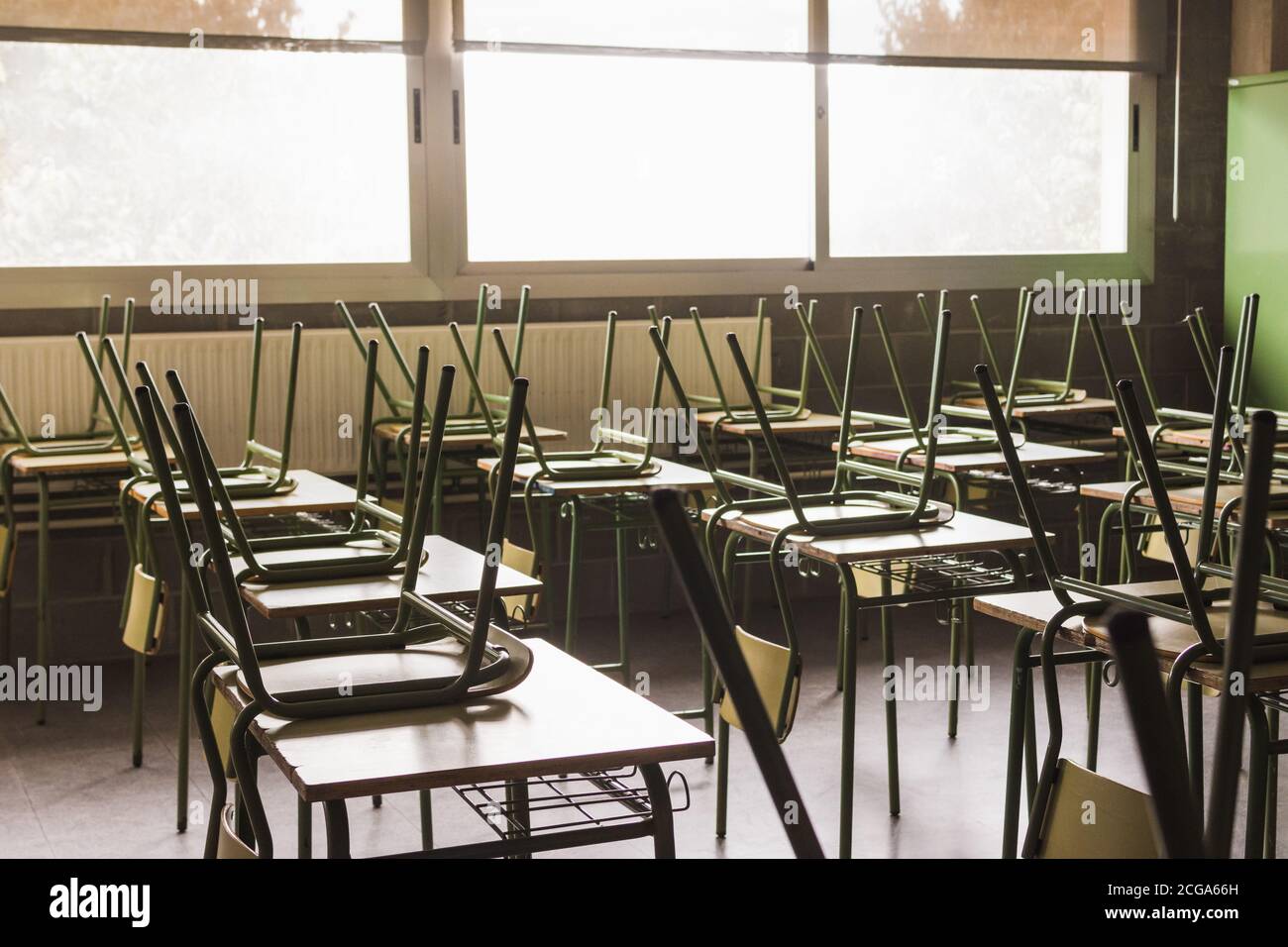 Empty school - due to corona virus COVID-19 Stock Photo