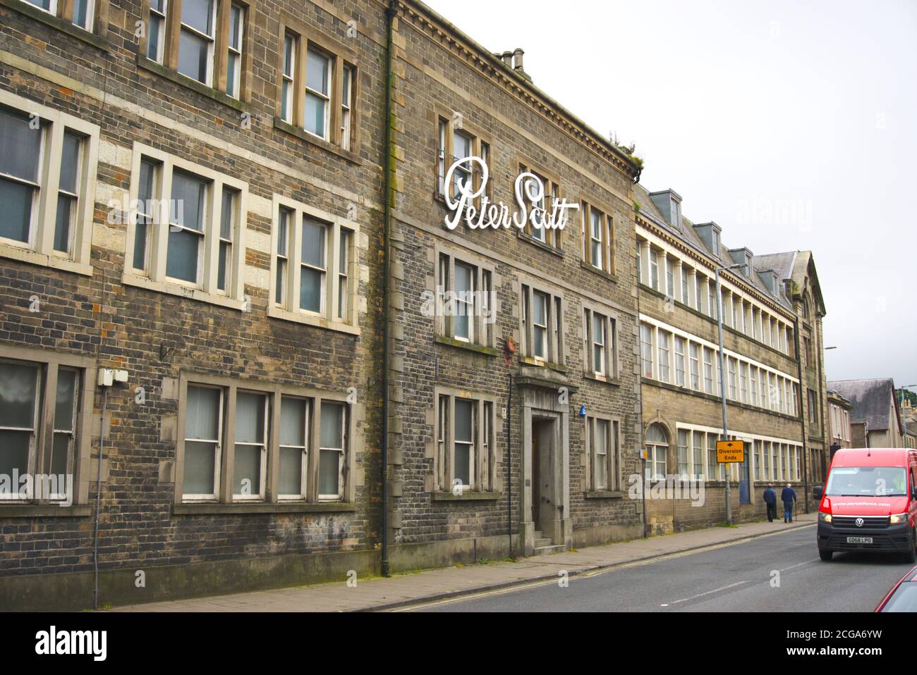 Former Peter Scott knitwear factory (active 1878 to 2016) in Hawick, Roxburghshire, Scottish Borders, UK. Stock Photo