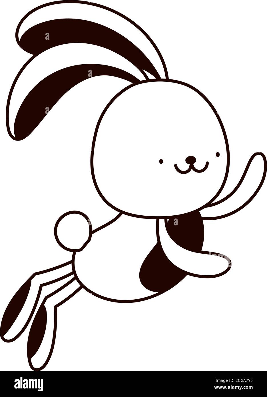 jump pink rabbit animal cartoon isolated icon line style vector ...