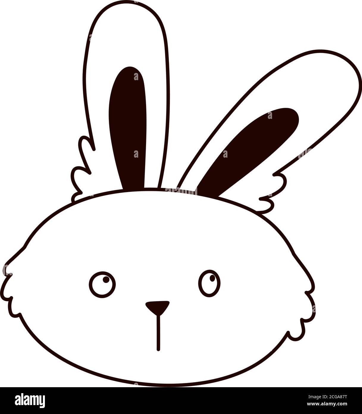 cute face rabbit animal cartoon isolated icon line style vector ...