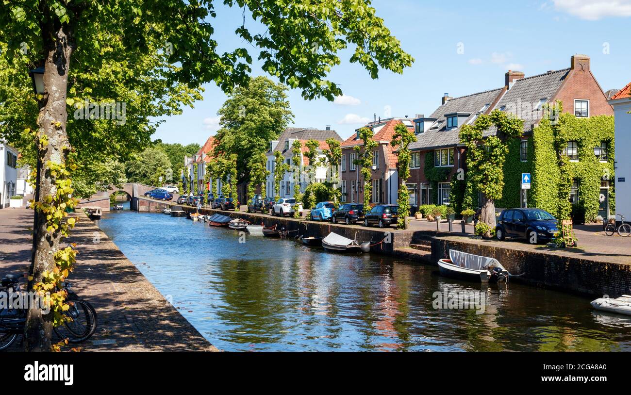 View of the Naarden historic city centre. Canal at the Nieuwe Haven, part of the old fortifications. North Holland, The Netherlands. Stock Photo