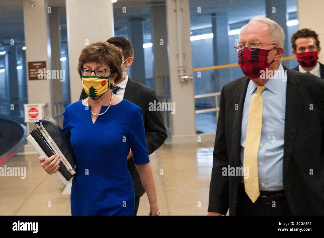 United States Senator Susan Collins (Republican of Maine), left, and US Senator Lamar Alexander (Republican of Tennessee), right, make their way to the Senate chamber for a vote at the US Capitol in Washington, DC., Wednesday, September 9, 2020. Credit: Rod Lamkey/CNP /MediaPunch Stock Photo